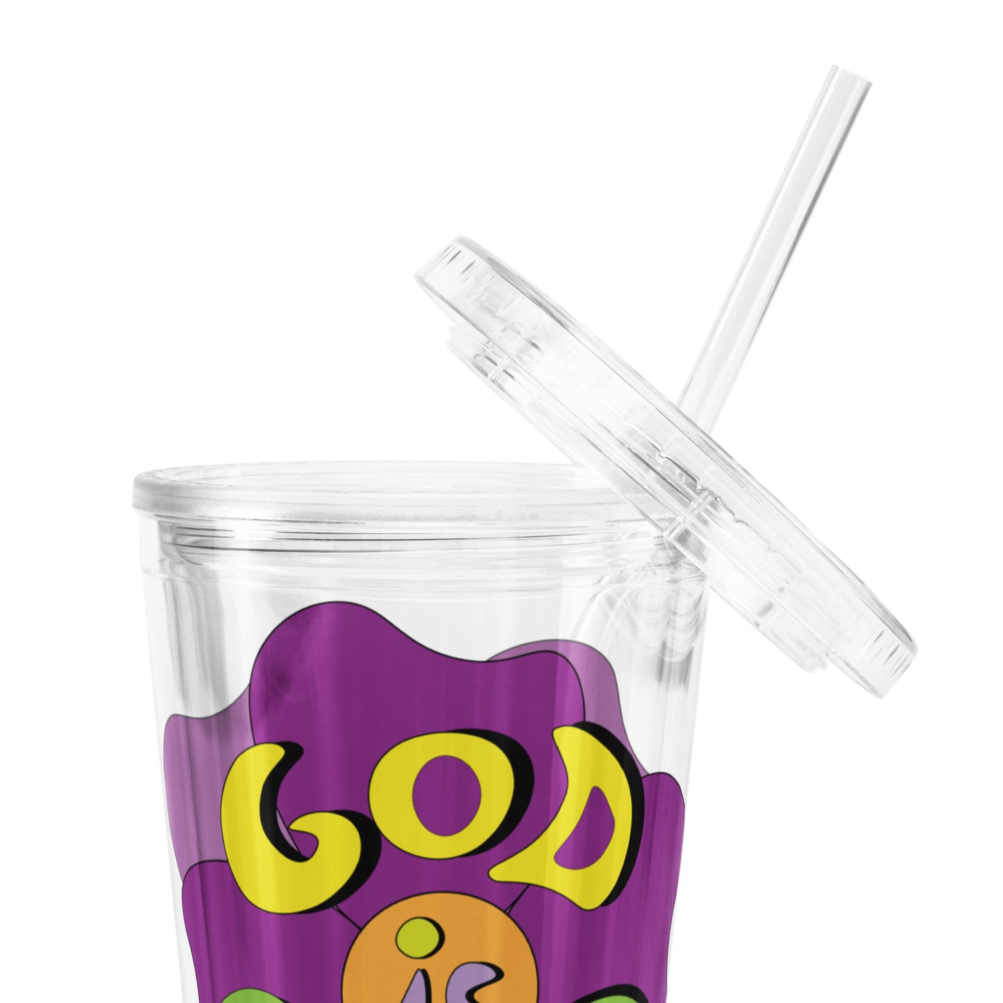 God is Good (Flower) - Plastic Tumbler
