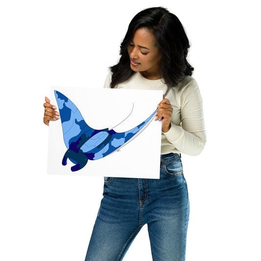 Blue Blotch Manta Ray - Poster