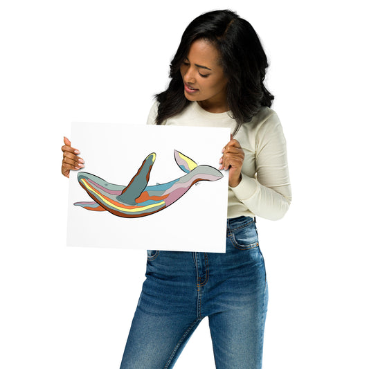 Turquoise Sunset Humpback Whale - Poster