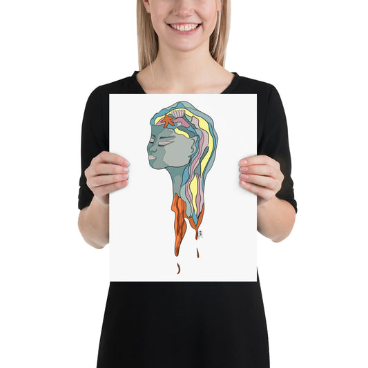 Turquoise Mermaid Head - Poster