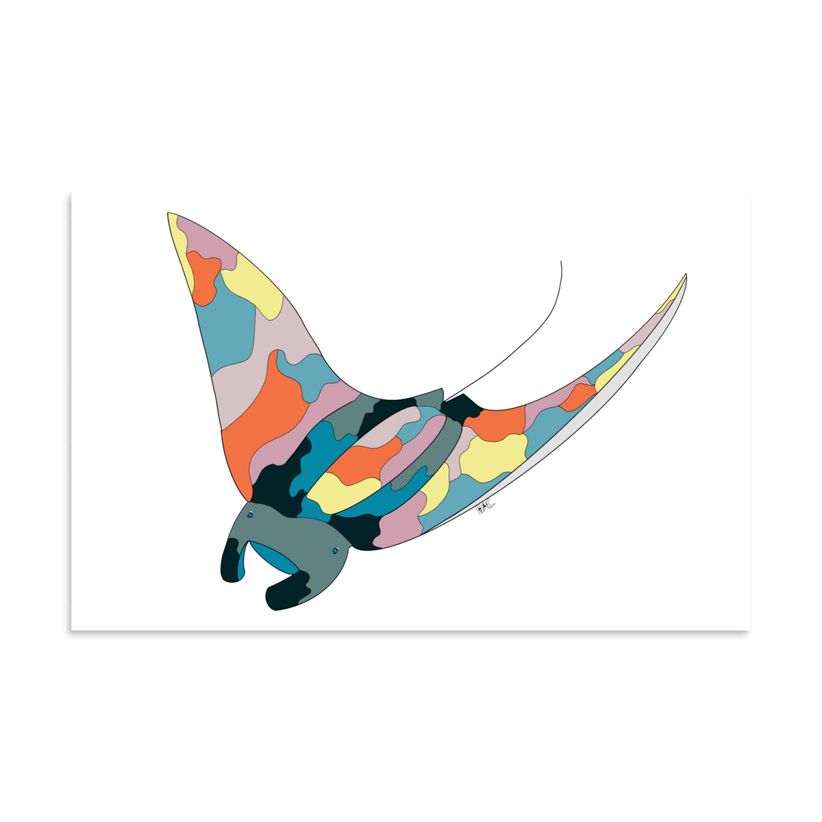 Turquoise Sunset Manta Ray - Poster