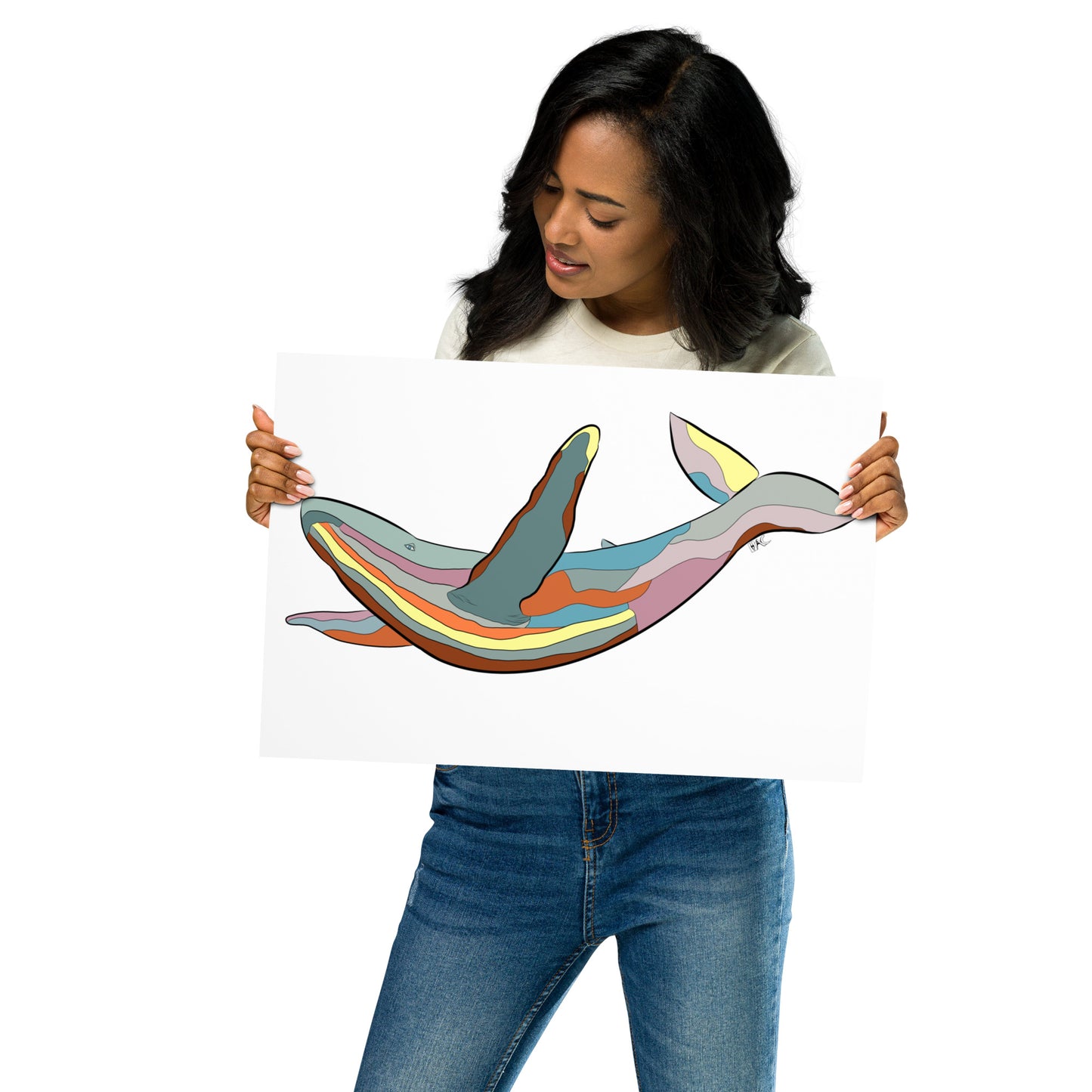 Turquoise Sunset Humpback Whale - Poster