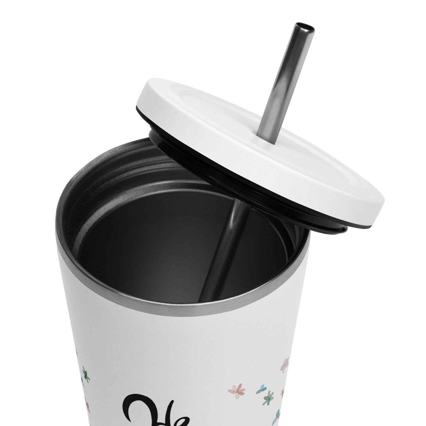 He is Risen (Flowered) - Metal Tumbler