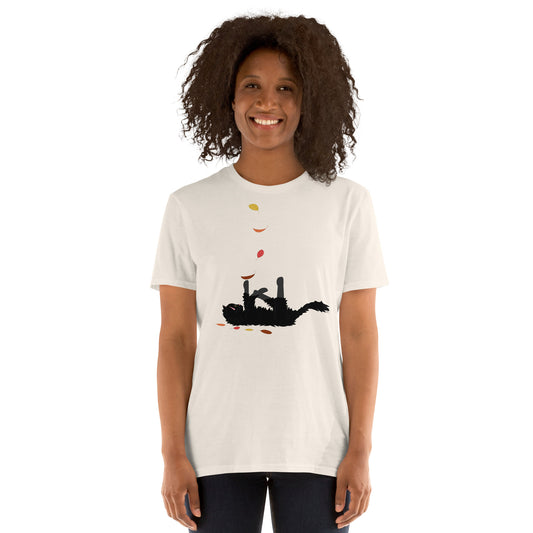 Kitten & Falling Leaves - Women's T-Shirt