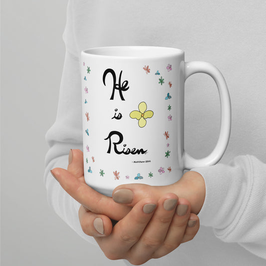 He is Risen (Flowered) - Glossy Mug