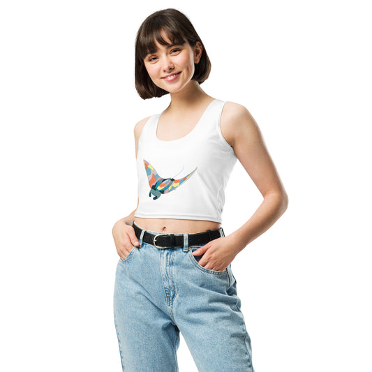 Turquoise Sunset Manta Ray - Women's Crop Top