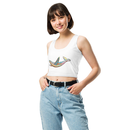 Turquoise Sunset Humpback Whale - Women's Crop Top