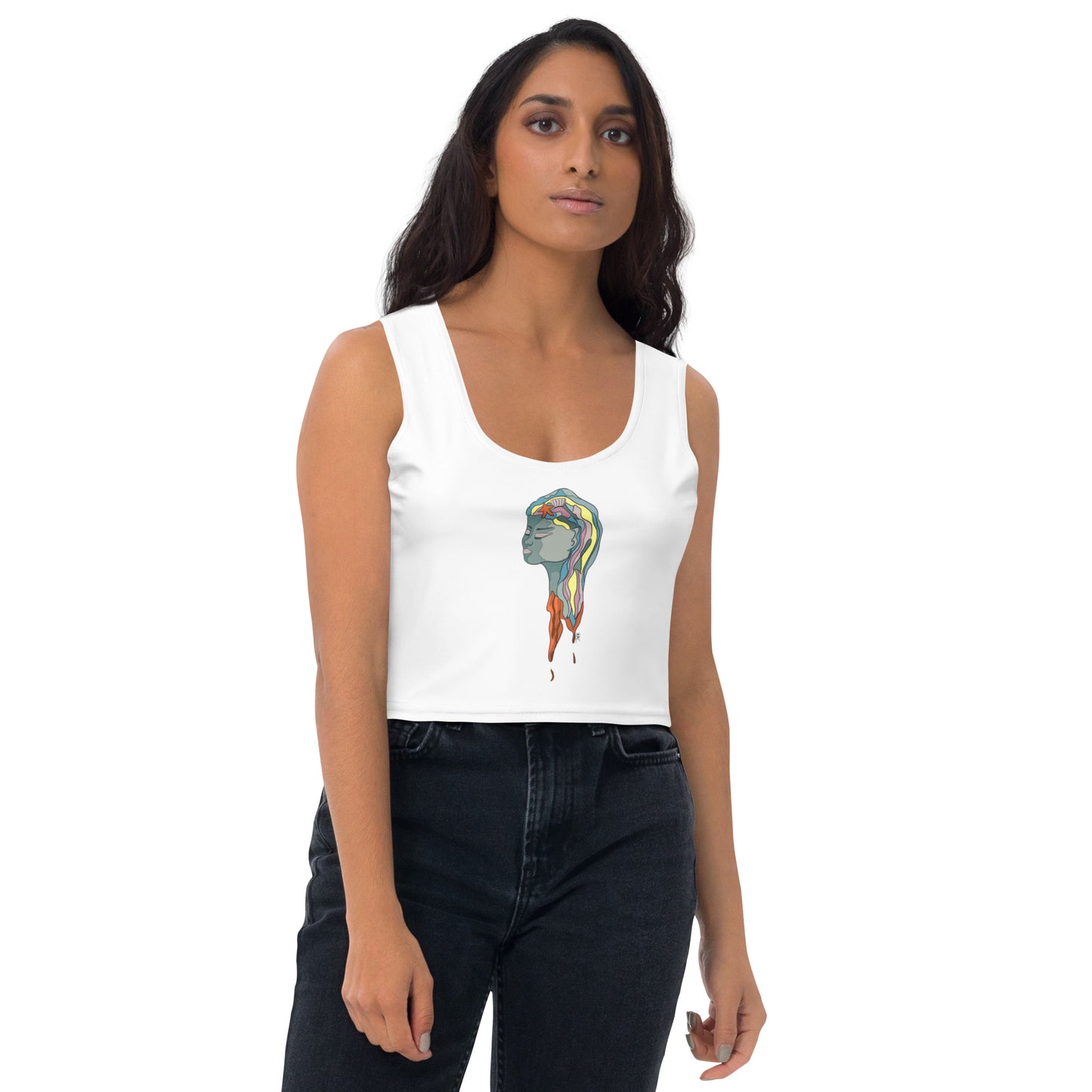 Turquoise Mermaid Head - Women's Crop Top