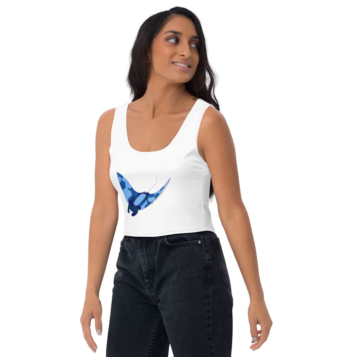 Blue Blotch Manta Ray - Women's Crop Top