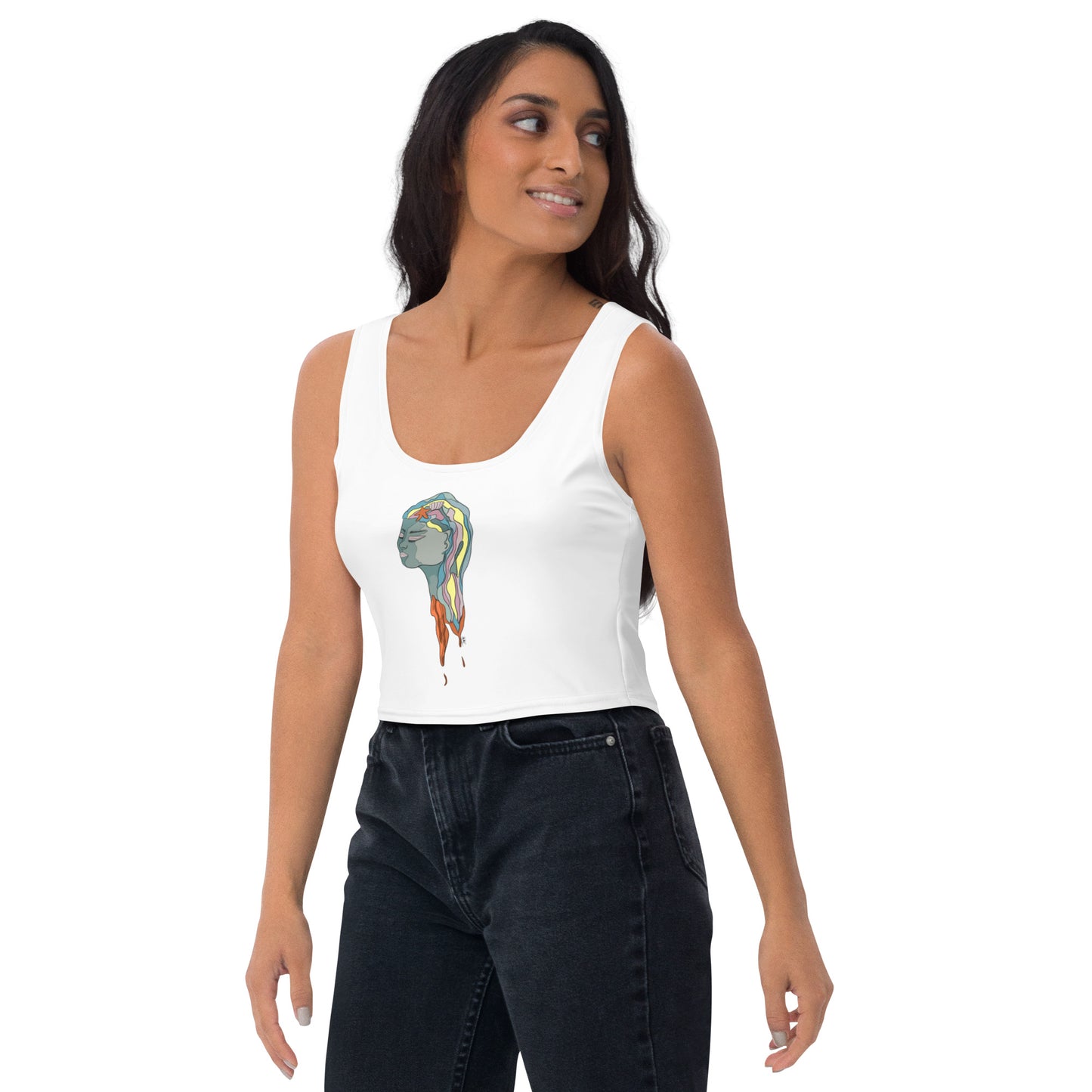 Turquoise Mermaid Head - Women's Crop Top