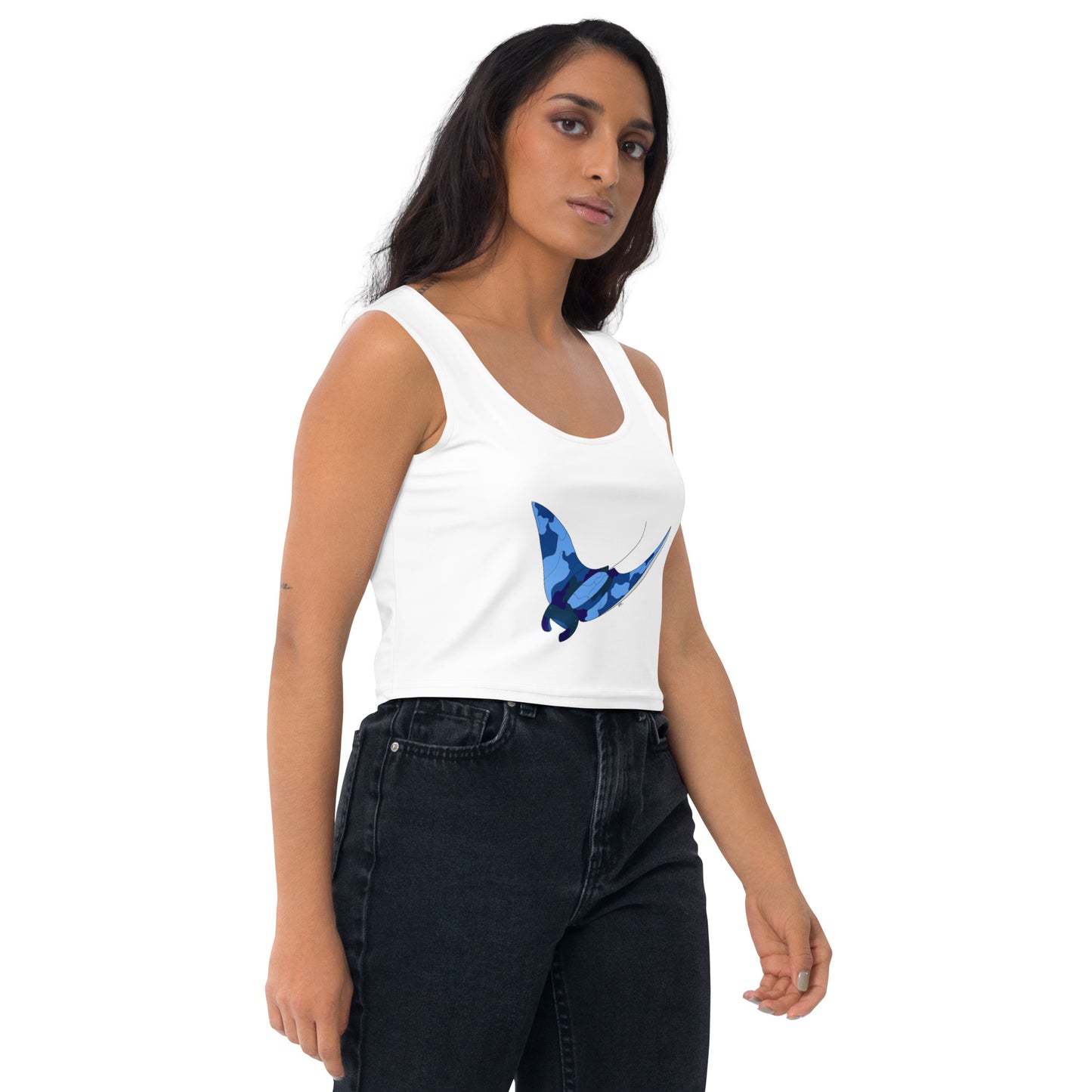 Blue Blotch Manta Ray - Women's Crop Top