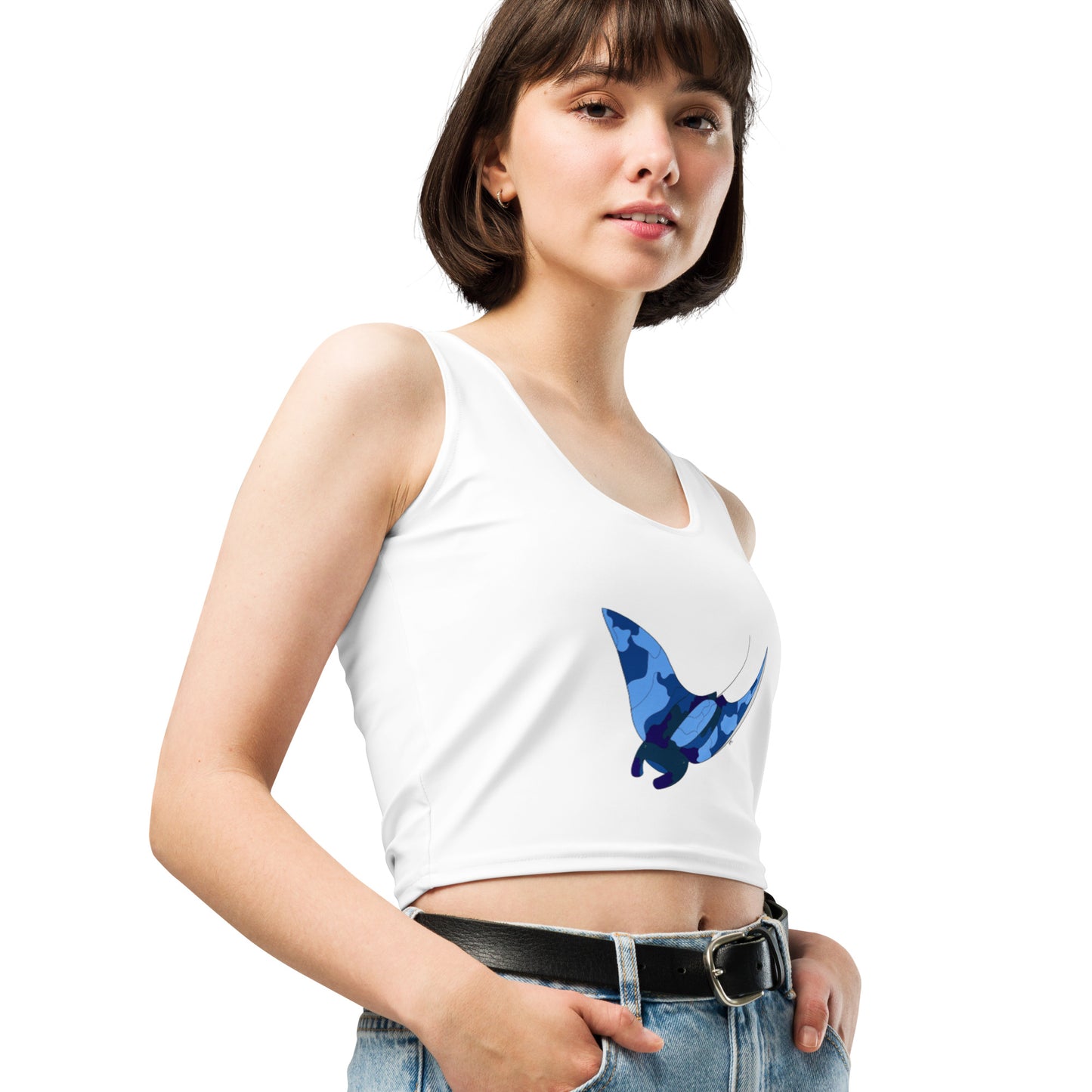 Blue Blotch Manta Ray - Women's Crop Top