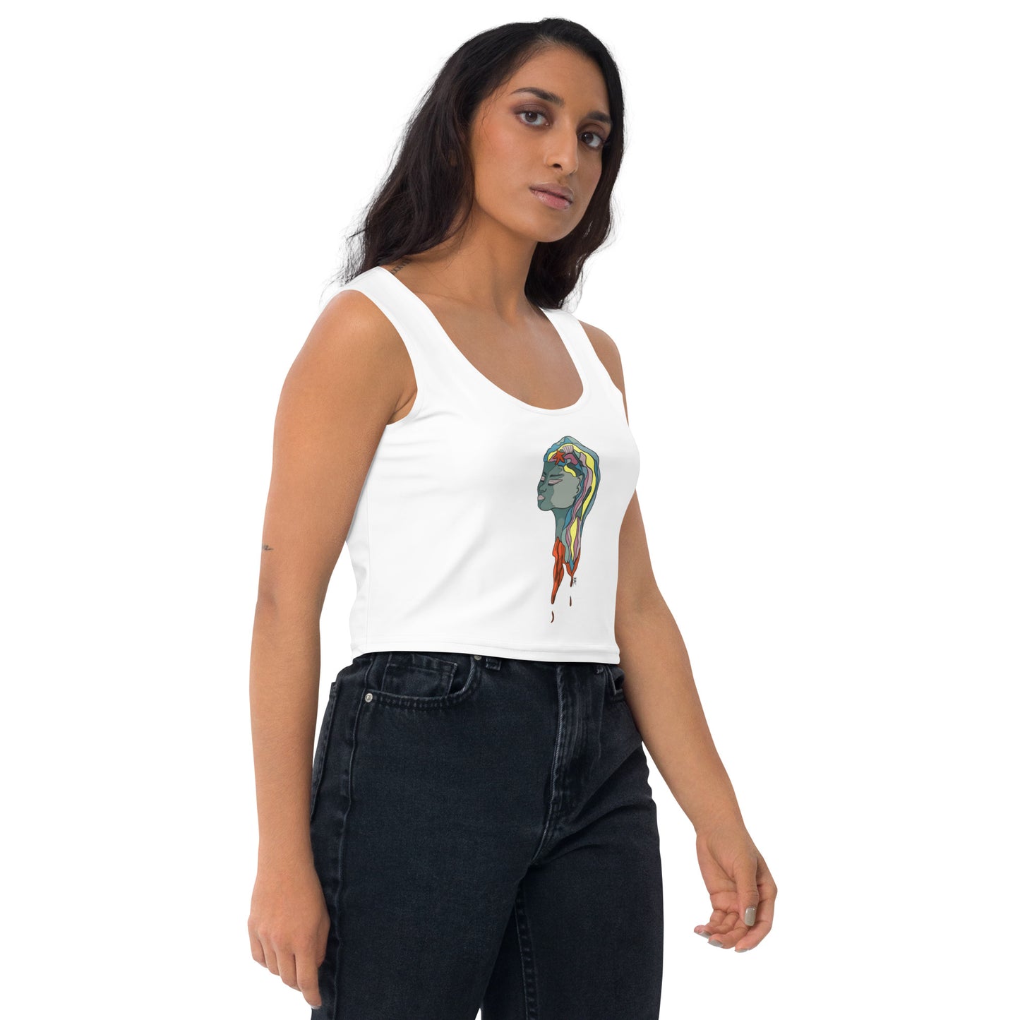 Turquoise Mermaid Head - Women's Crop Top