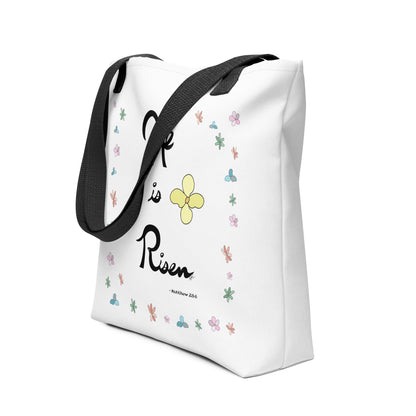 He is Risen (Flowered) - Tote Bag