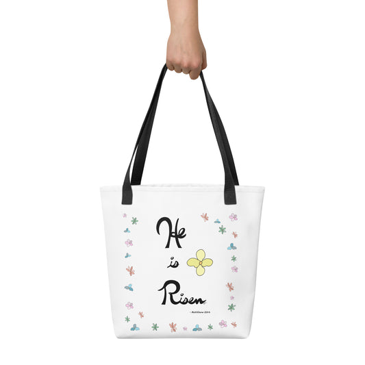 He is Risen (Flowered) - Tote Bag