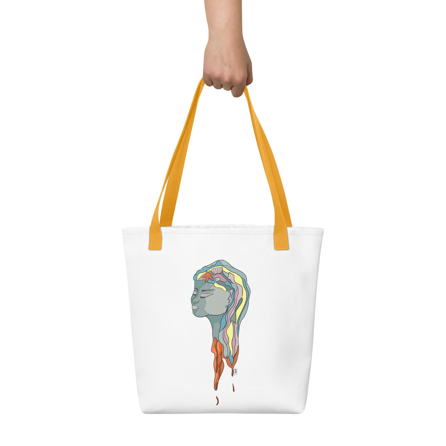 Turquoise Mermaid Head - Tote Bag