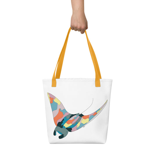 Turquoise Sunset Manta Ray - Tote Bag