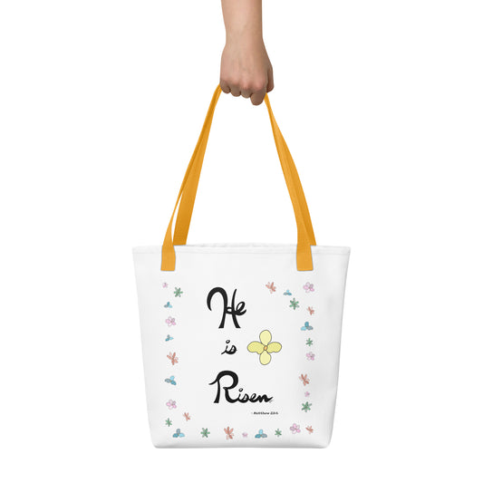 He is Risen (Flowered) - Tote Bag