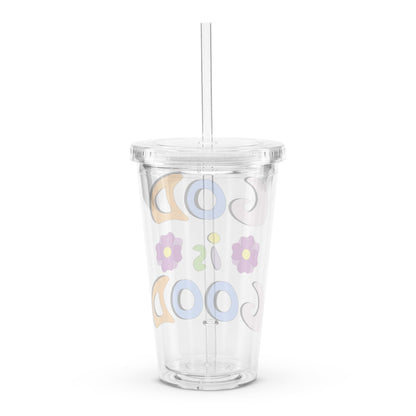 God is Good (Two Flowers) - Plastic Tumbler