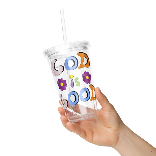 God is Good (Two Flowers) - Plastic Tumbler
