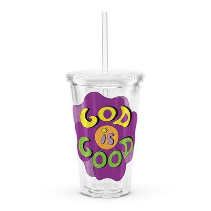 God is Good (Flower) - Plastic Tumbler