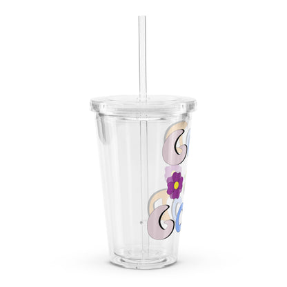 God is Good (Two Flowers) - Plastic Tumbler