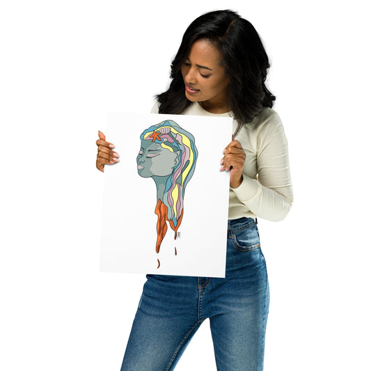 Turquoise Mermaid Head - Poster