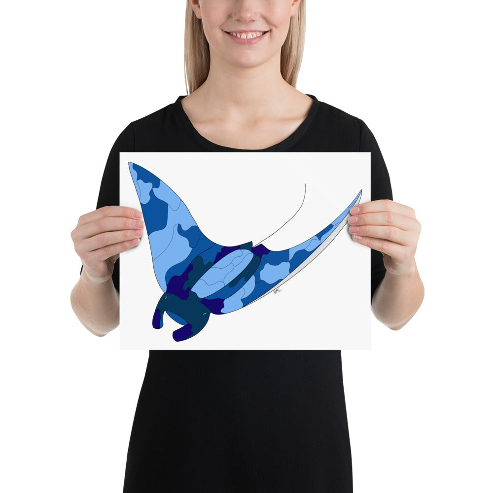 Blue Blotch Manta Ray - Poster