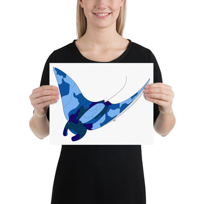Blue Blotch Manta Ray - Poster