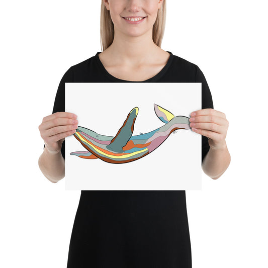 Turquoise Sunset Humpback Whale - Poster