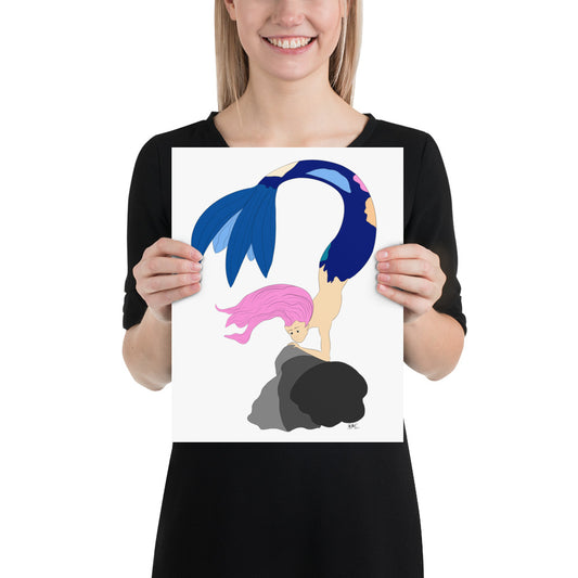 Pink Haired Mermaid - Poster