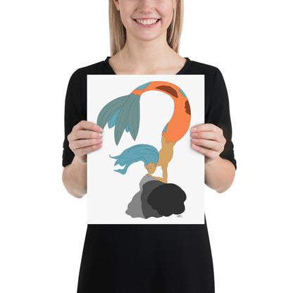 Turquoise Haired Mermaid - Poster