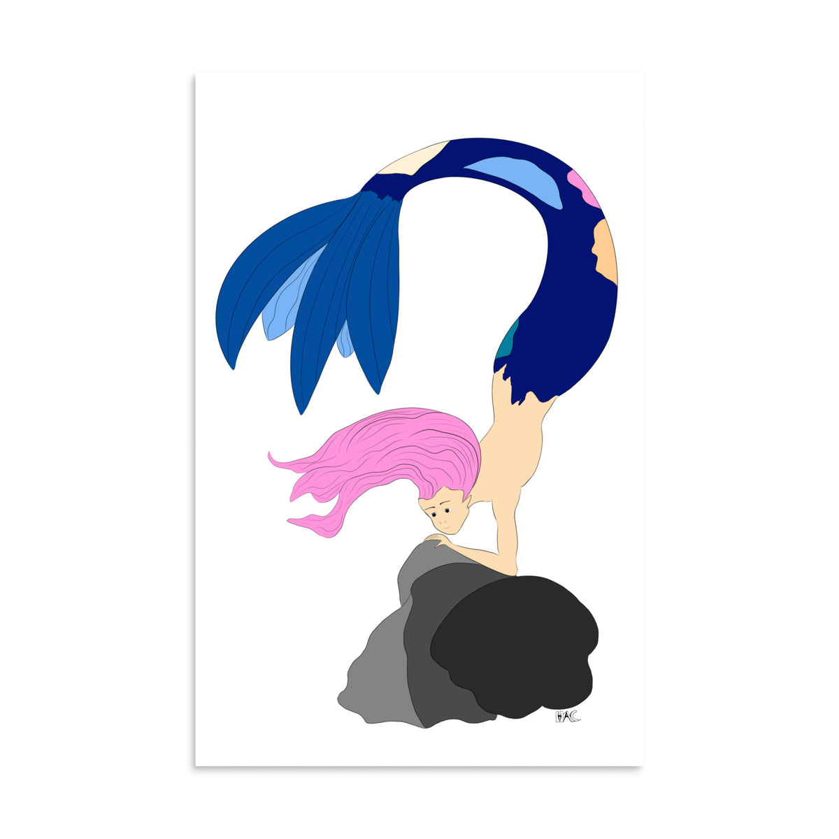 Pink Haired Mermaid - Poster