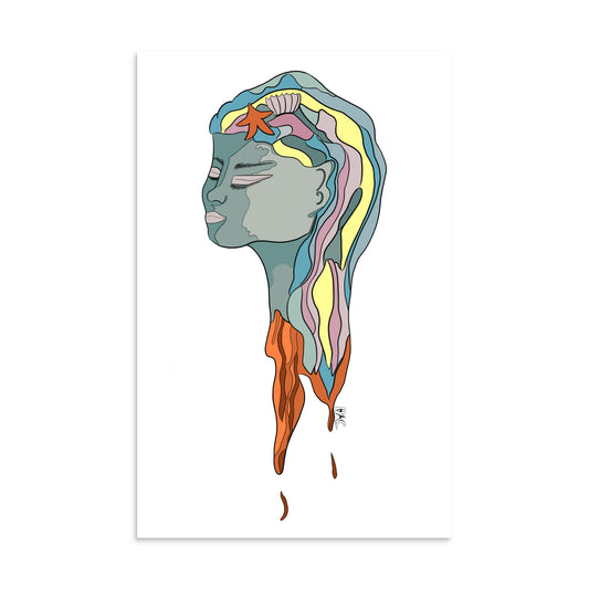Turquoise Mermaid Head - Poster