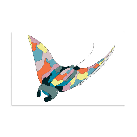 Turquoise Sunset Manta Ray - Poster