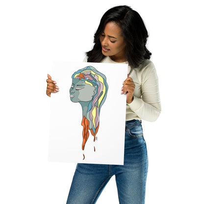 Turquoise Mermaid Head - Poster