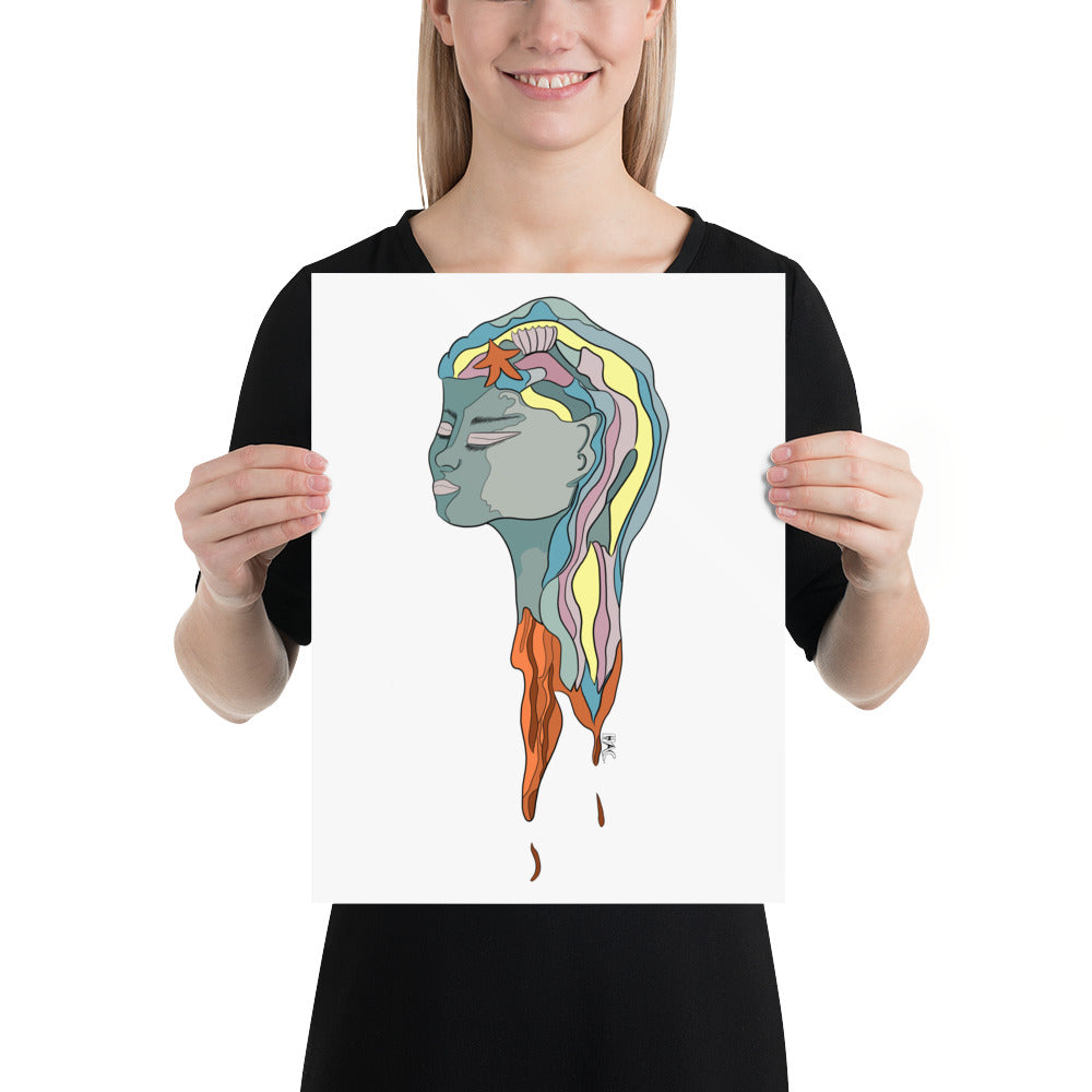 Turquoise Mermaid Head - Poster