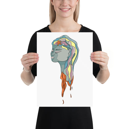 Turquoise Mermaid Head - Poster