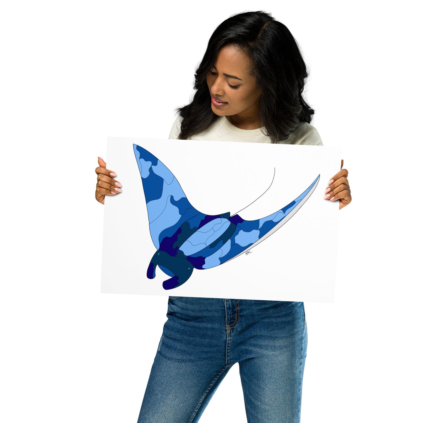 Blue Blotch Manta Ray - Poster