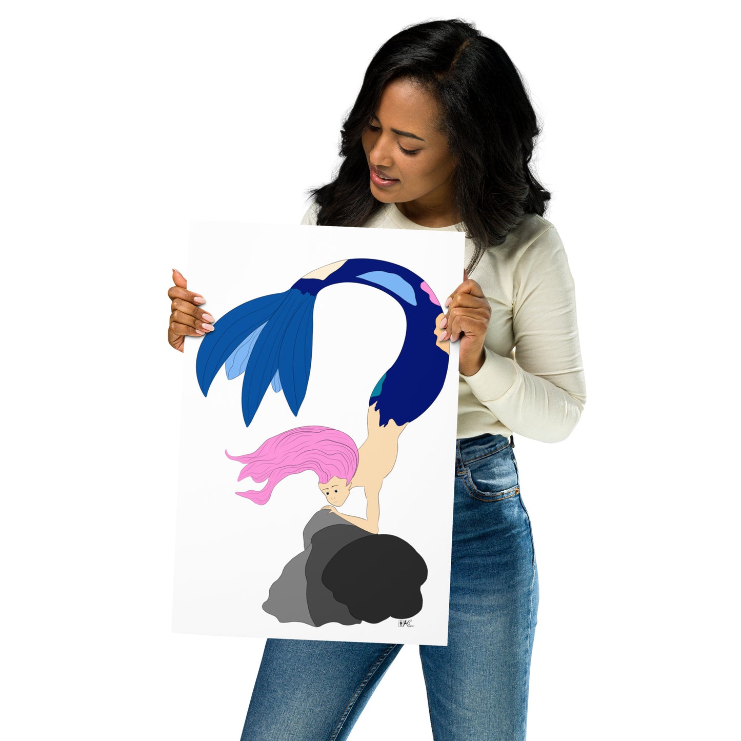 Pink Haired Mermaid - Poster