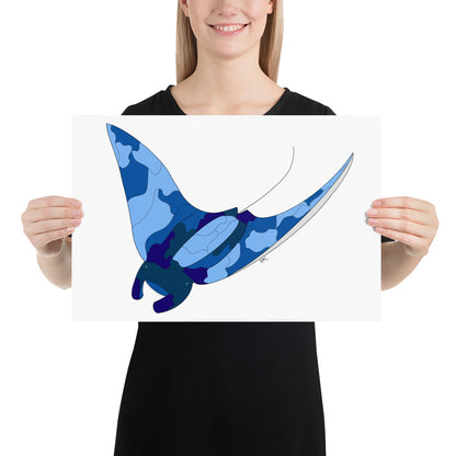 Blue Blotch Manta Ray - Poster