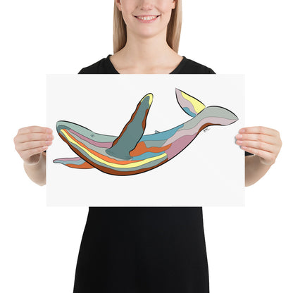 Turquoise Sunset Humpback Whale - Poster