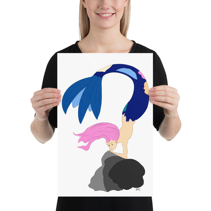 Pink Haired Mermaid - Poster