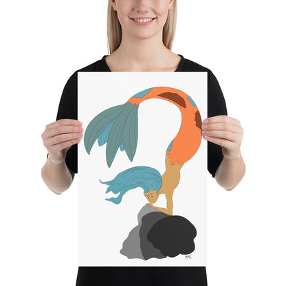 Turquoise Haired Mermaid - Poster
