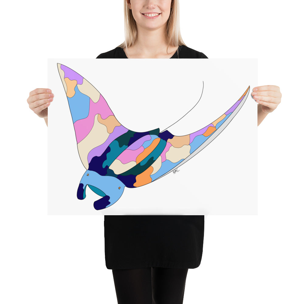 Sunset Beach Manta Ray - Poster