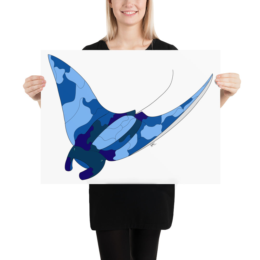Blue Blotch Manta Ray - Poster