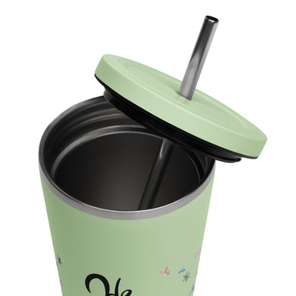 He is Risen (Flowered) - Metal Tumbler