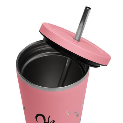 He is Risen (Flowered) - Metal Tumbler