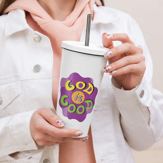 God is Good (Flower) - Metal Tumbler