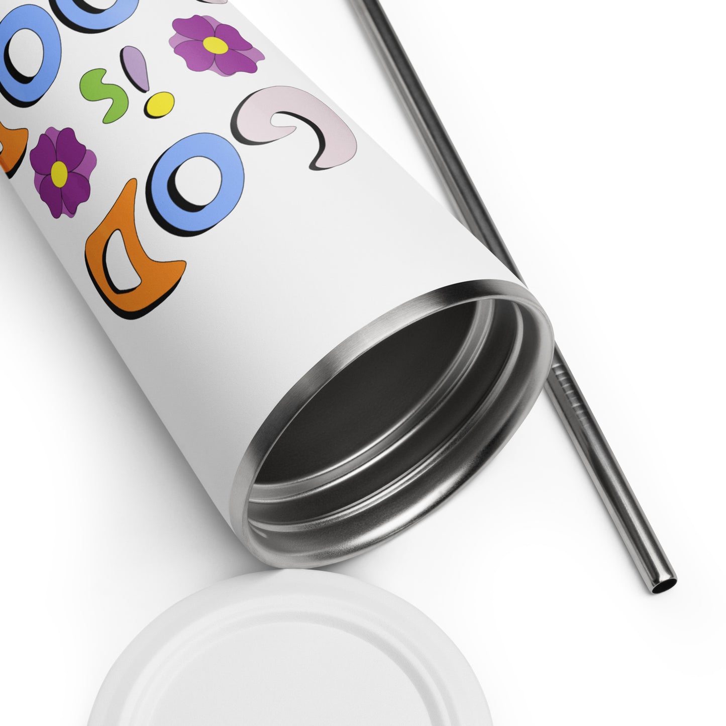 God is Good (Two Flowers) - Metal Tumbler